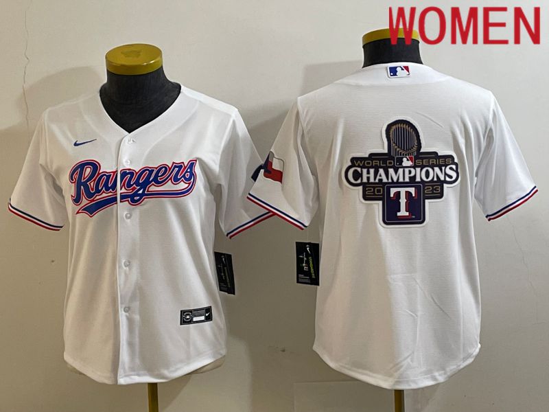 Women Texas Rangers Blank White Game Nike 2023 MLB Jersey style 3